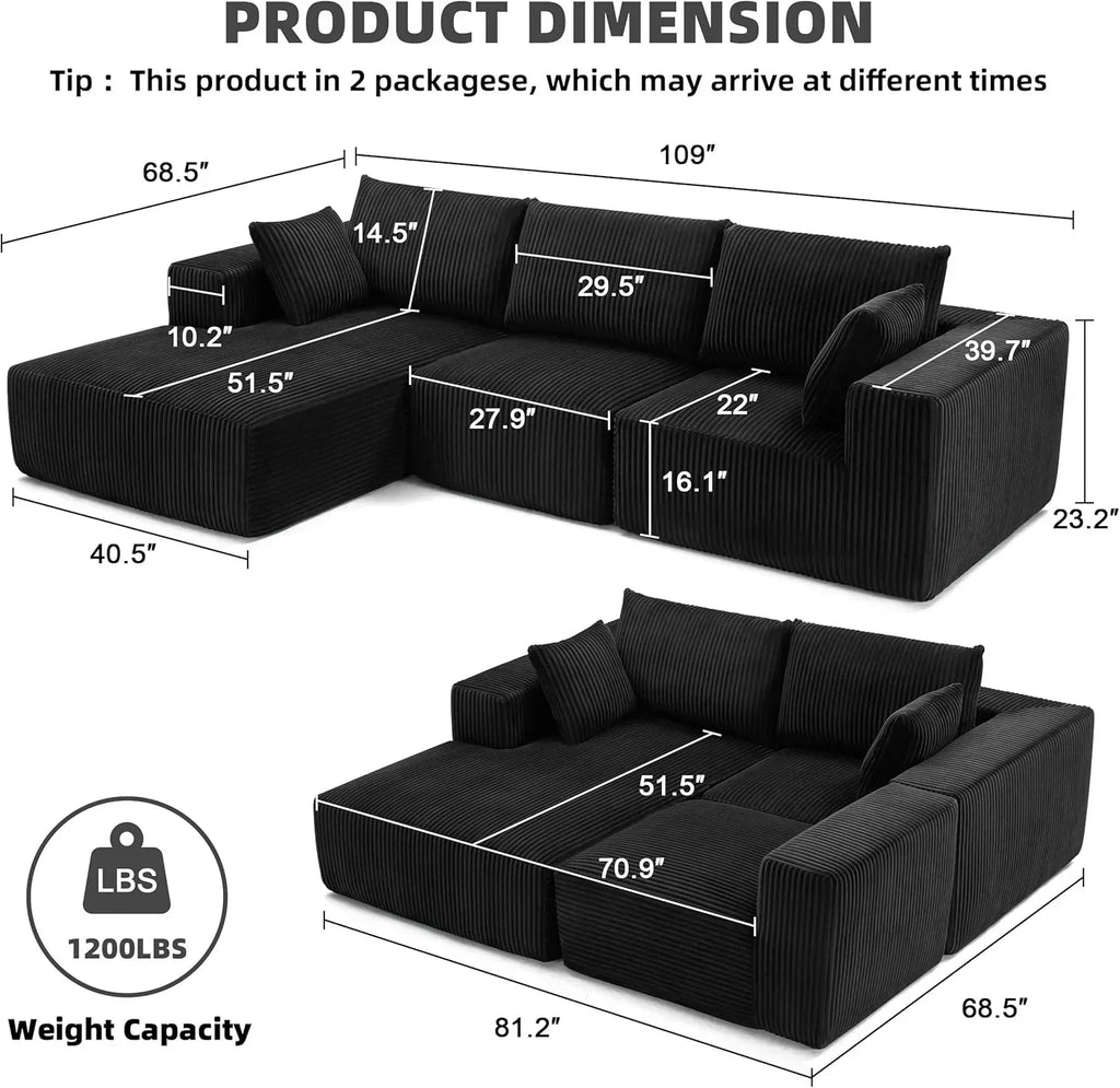108 inch sectional sofa cloud sectional sofa with deep seat modern sectional L shaped sofa wourant