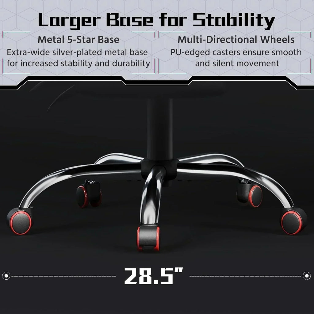 Gaming Chair with Massage Lumbar Support and Footrest Height Office Gaming Chair wourant