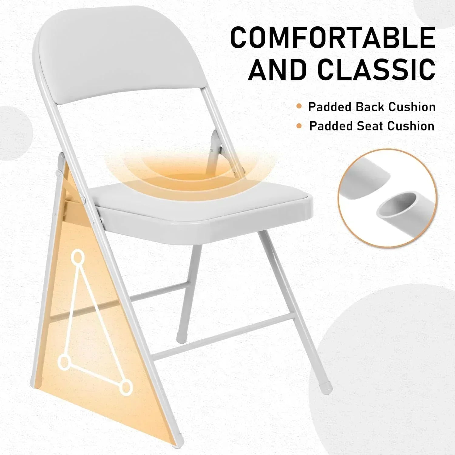 6 Pack Black Folding Chairs with Leather Chairs Events Office Wedding Party Upholstered Chairs wourant