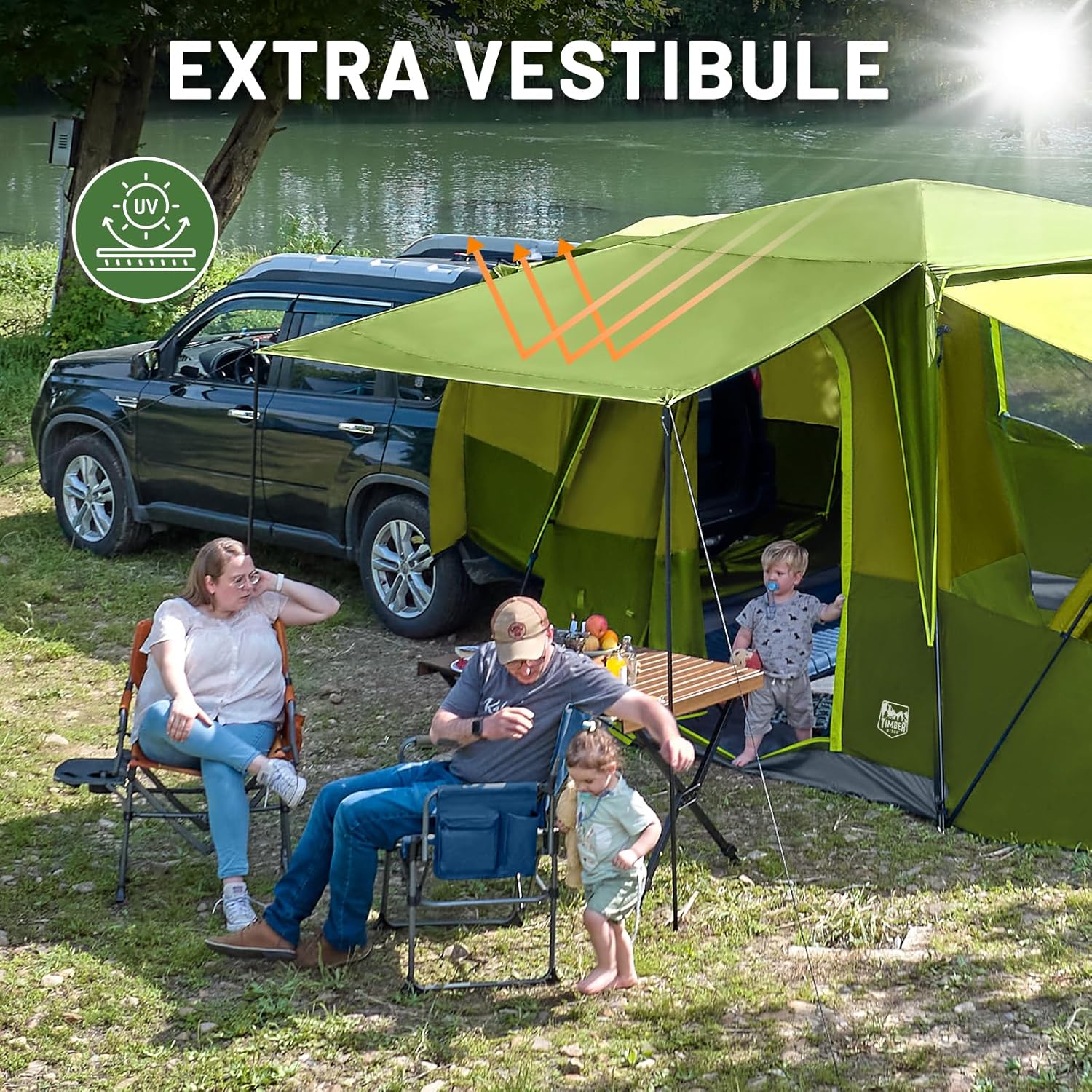 TIMBER RIDGE 5-9 Person SUV Tent with Screen Porch and Awning for Family Camping Weather Resistant wourant