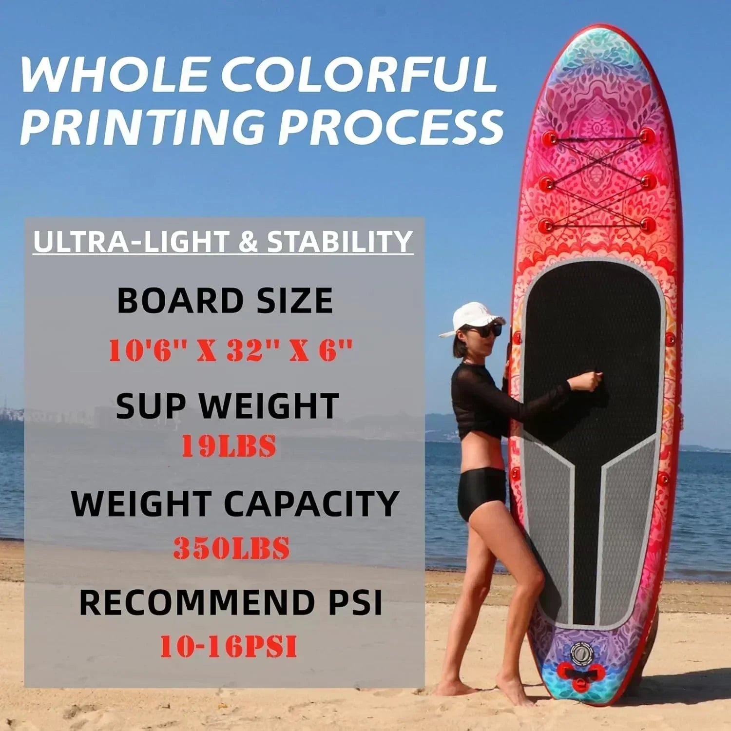 Inflatable wide SUP board with SUP carrying bag hand pump 10L waterproof bag wourant