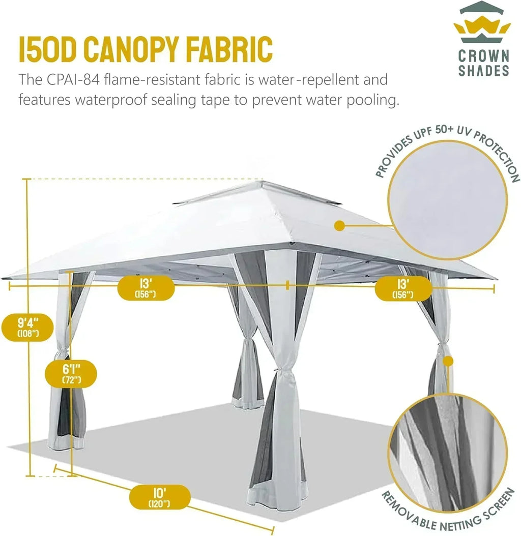 CROWN SHADES 13x13 Pop Up Gazebo Canopy Tent Gazebos on Clearance Outdoor Gazebo wourant