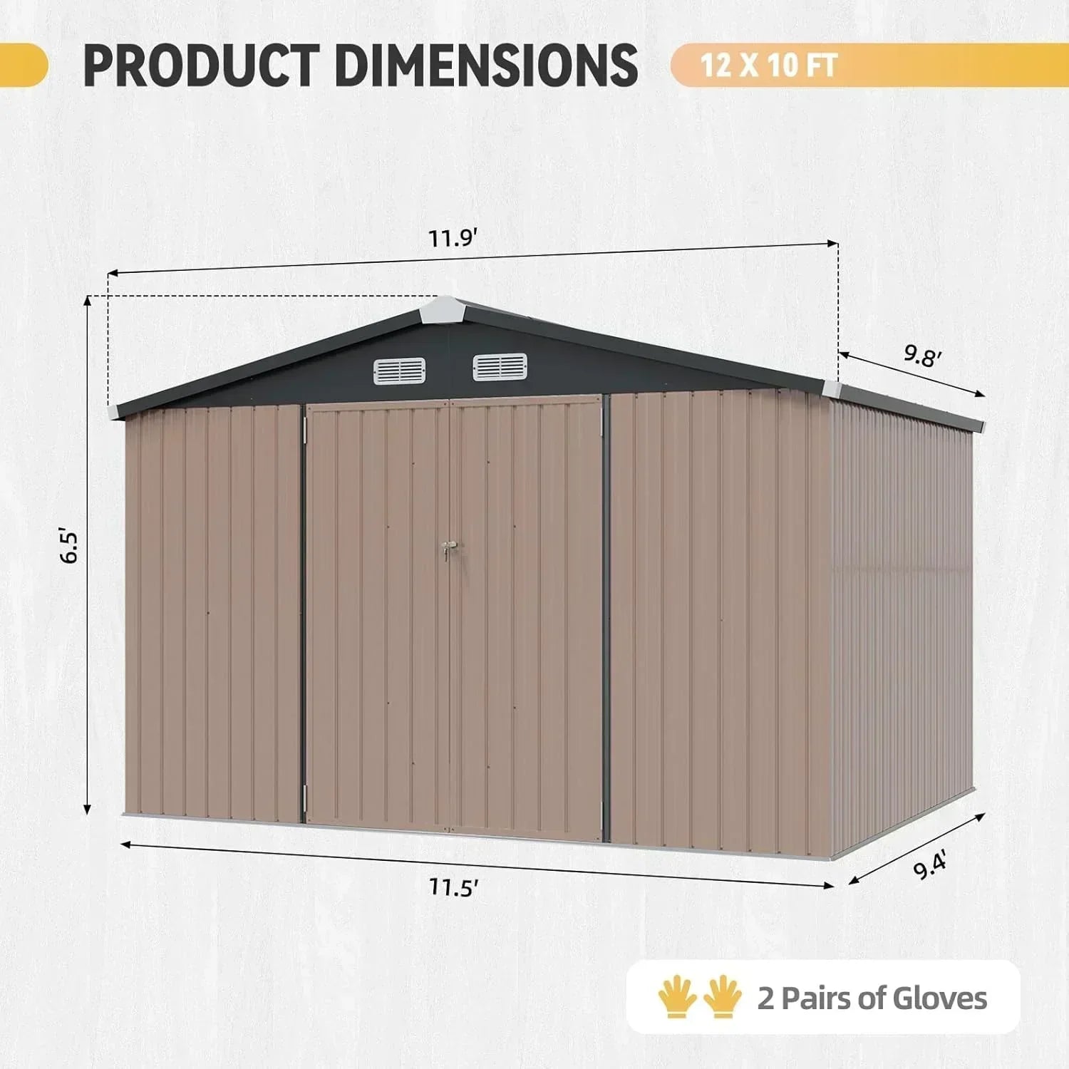 Aoxun 7.4x5.3FT Shed with Floor Galvanized Steel Outdoor Storage Shed Metal Garden Shed wourant