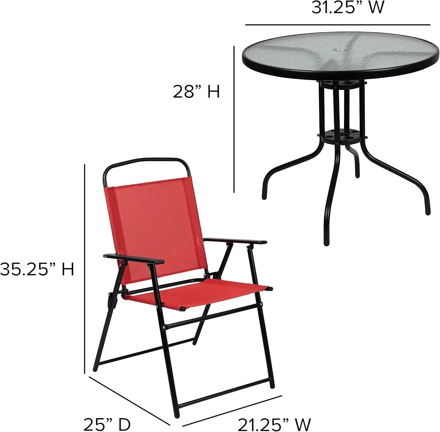 EMMA + OLIVER 6 Piece Brown Patio Garden Set with Umbrella Table Set of 4 Folding Chairs wourant