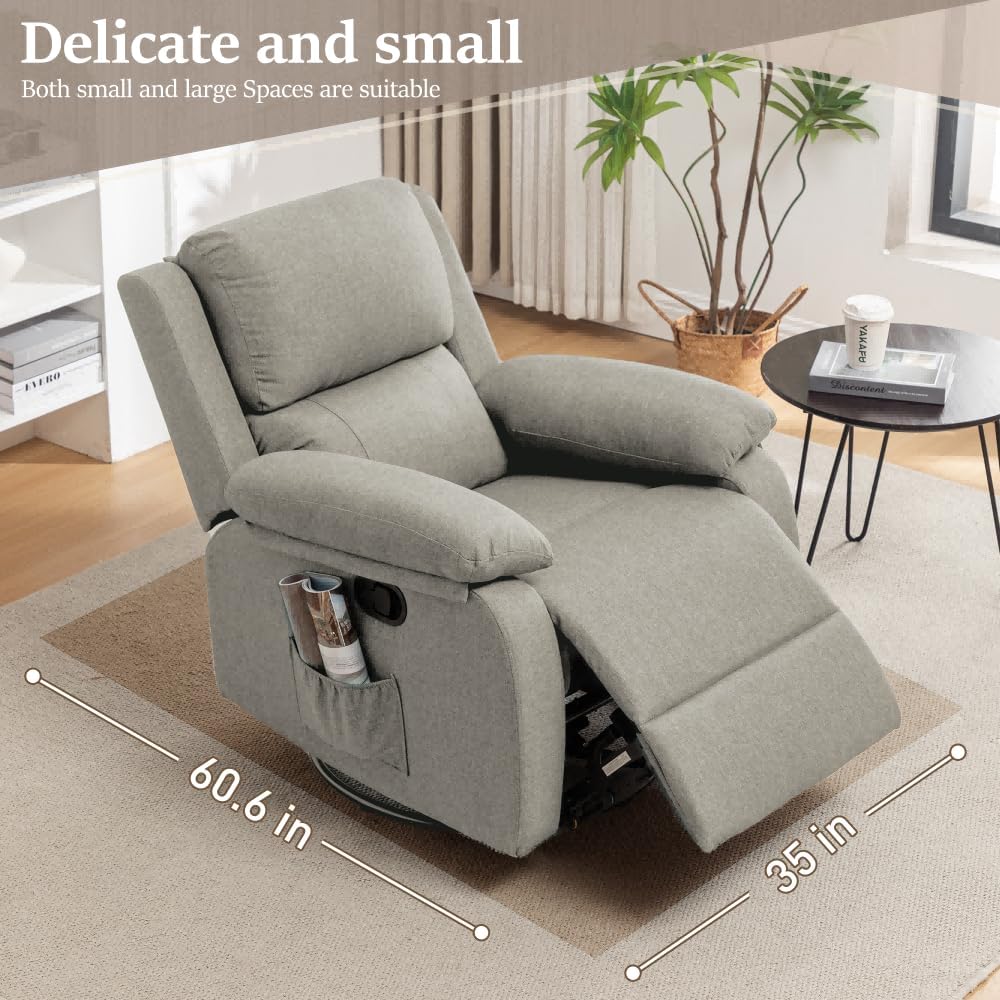 Reclining rocking chair 360 degree rotating fabric sliding reclining chair wourant