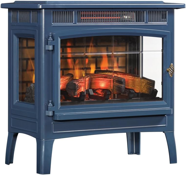 Freestanding Electric Fireplace Stove Heater with 3D Flame Effect for 1,000 Sq. Ft wourant