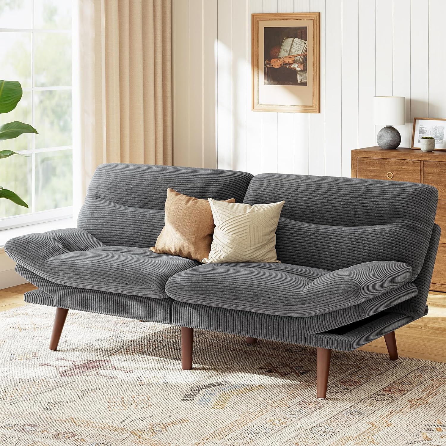Futon Sofa Bed Futon Sofa Adjustable Back Armrests Converts to Small Sleeper Sofa Bed wourant