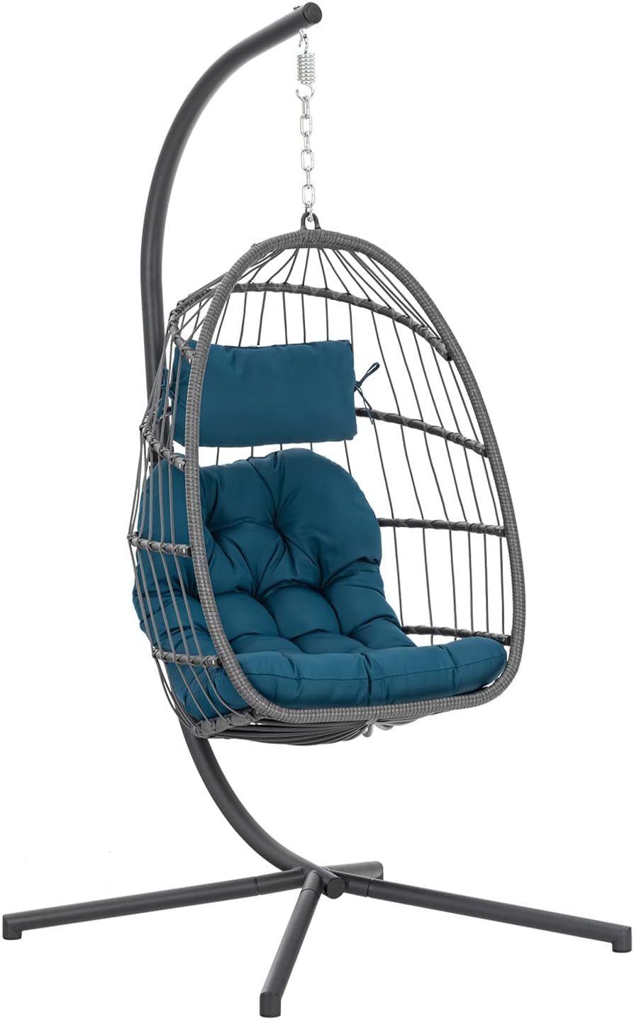 Yechen Indoor Outdoor Egg Hanging Chair Patio Wicker Swing Egg Chair Indoor Swinging Chair wourant