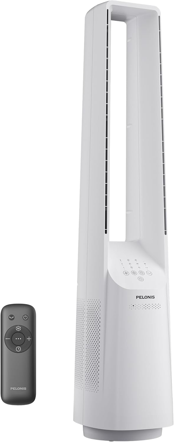 PELONIS 40" Smart Bladeless Fan for Bedrrom - Tower Fan, Alexa/Google/WiFi, DC Motor, 6 Speeds, 4 Modes, Remote, 7H Timer, 90° Oscillation, Safe for Home and Office woonhhop