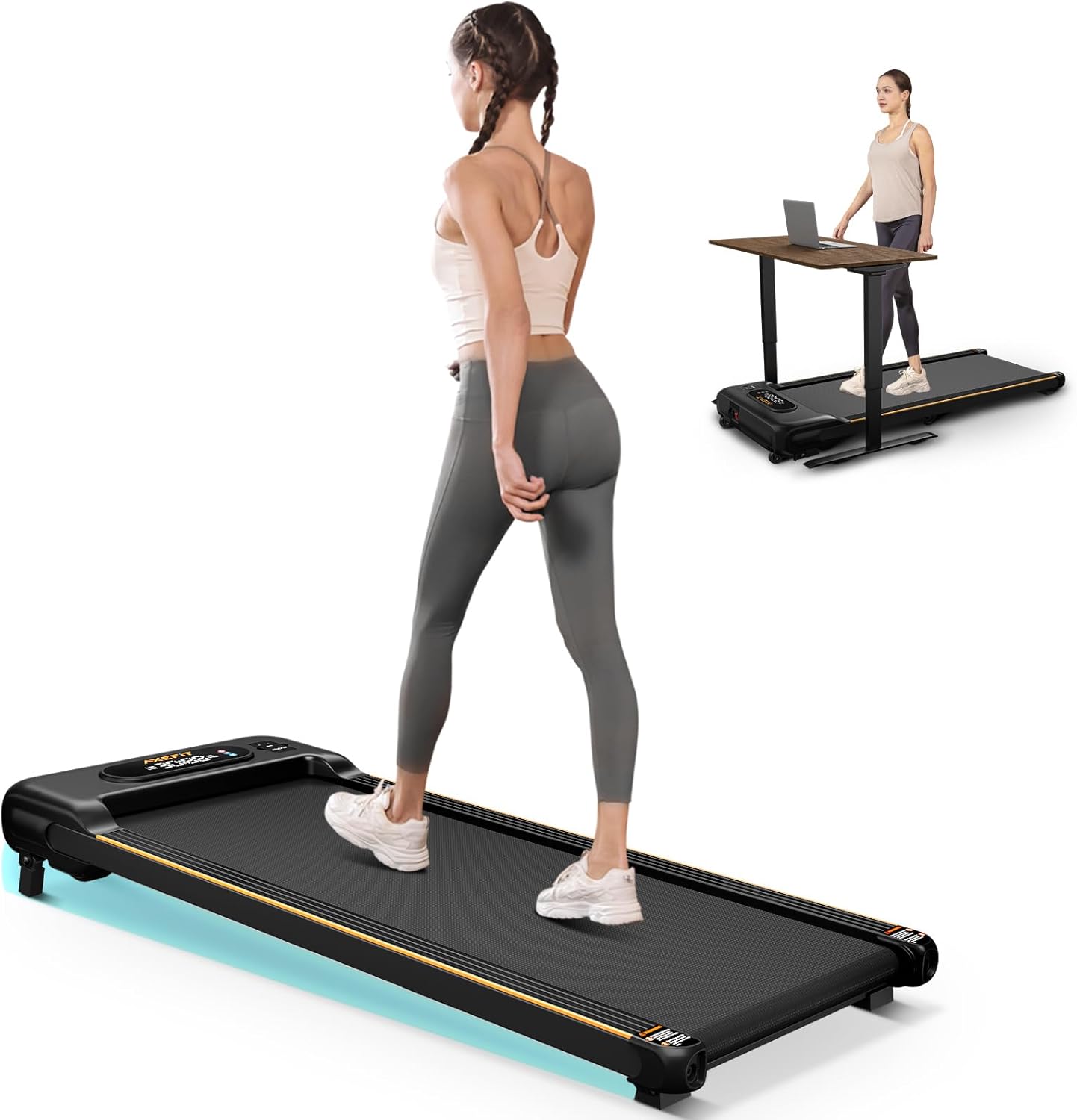 2.5 HP Portable Treadmill with Inclined Walking Pad, Panel and Remote, 4-in-1 Walking Treadmill, 265 lb Capacity wourant