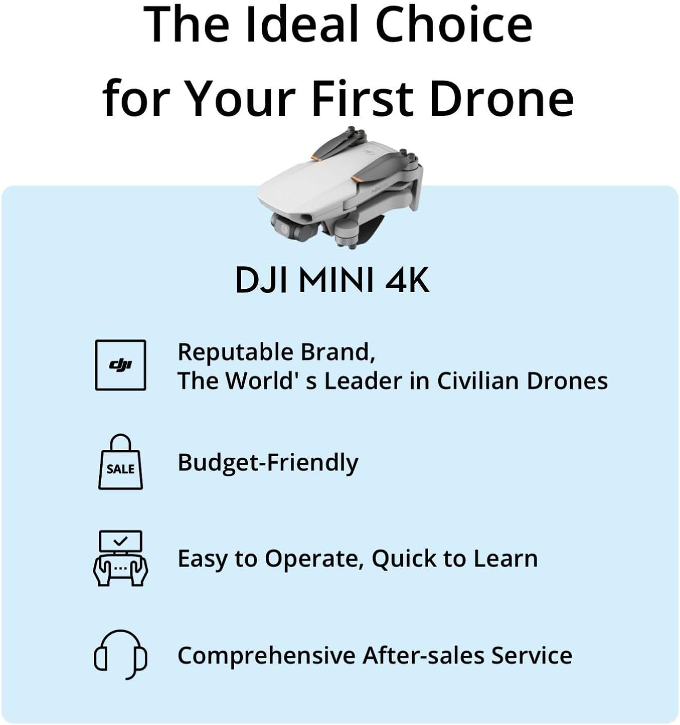 DJI Mini 4K, Drone with 4K UHD Camera for Adults, Under 249 g, 3-Axis Gimbal Stabilization, 10km Video Transmission, Auto Return, Wind Resistance, 1 Battery for 31-Min Max Flight Time, Intelligent Flight wourant