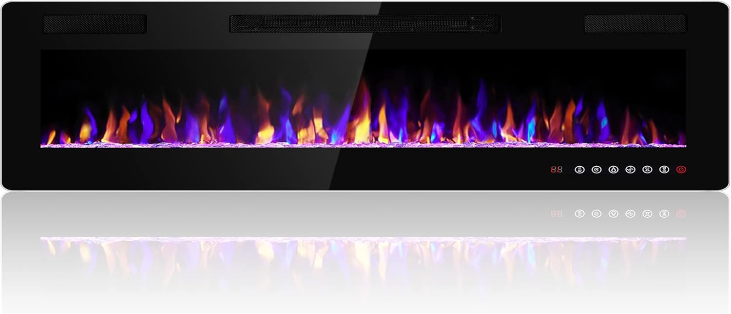 36 Inch Electric Fireplace Insert Ultra Thin Recessed Wall Mounted Fireplace Heater wourant