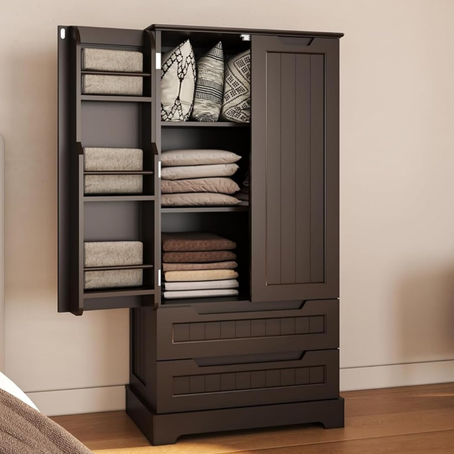 Gizoon Kitchen Pantry Cabinet with Drawers Freestanding Bathroom Storage Cabinet with Doors and Shelves, 47 Inch Small Pantry Cabinet wourant