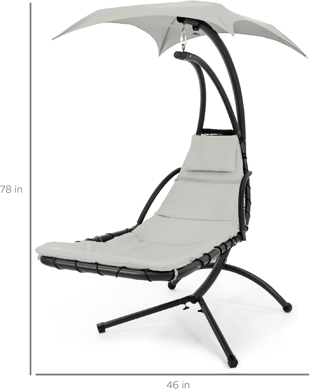 Best Choice Products Outdoor Hanging Curved Steel Chaise Lounge Chair Swing w/Built-in Pillow and Removable Canopy - Teal wourant