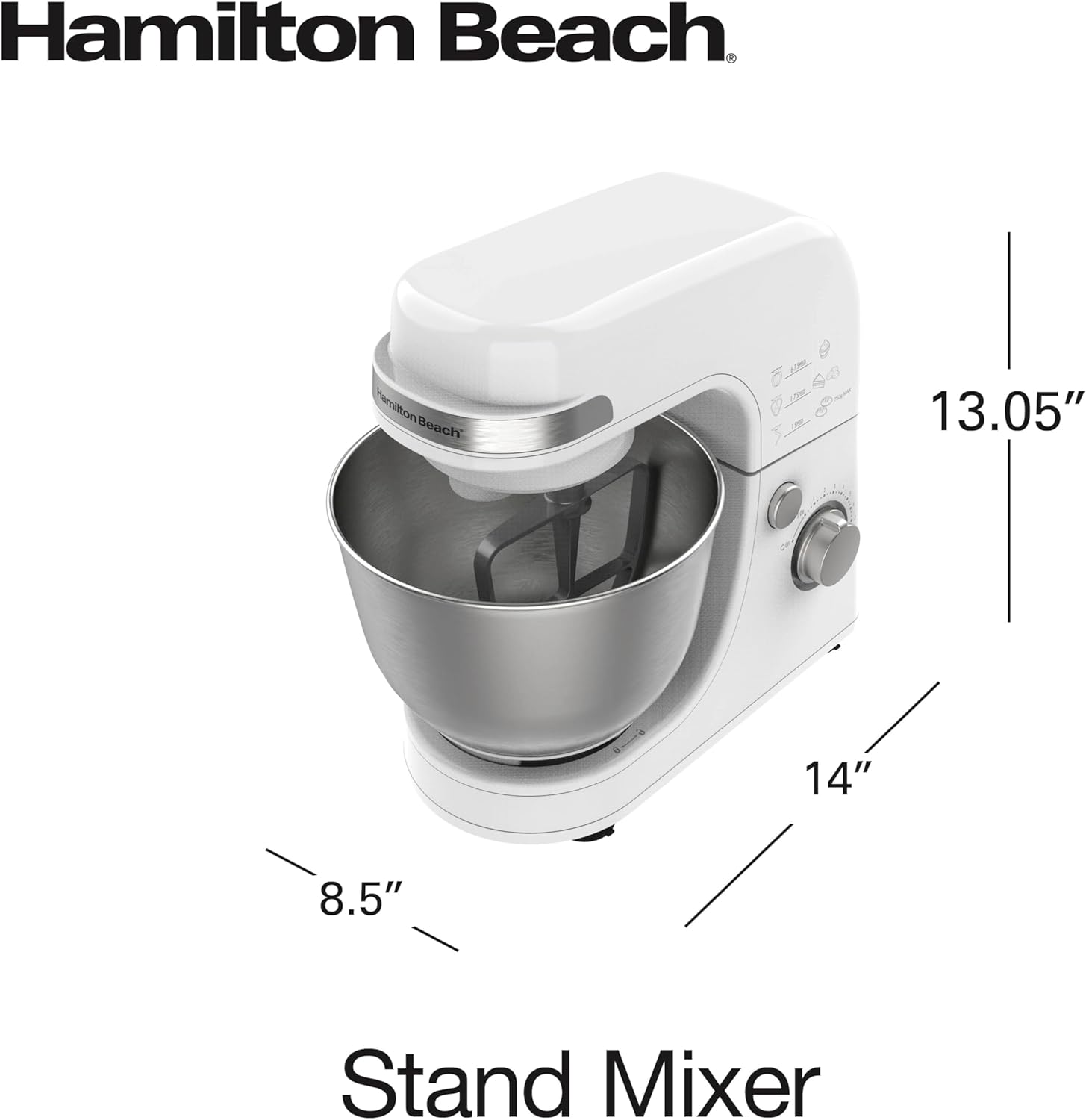 Hamilton Beach Electric Stand Mixer, 4 Quarts, Dough Hook, Flat Beater Attachments, Splash Guard 7 Speeds with Whisk, Black wourant