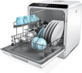 Hermitlux Countertop Dishwasher, 7 Washing Programs Portable Mini Dishwasher with 5-Liter Built-in Water Tank for Apartments & RVs, LED Light, Glass Door, No Hookup Needed wourant