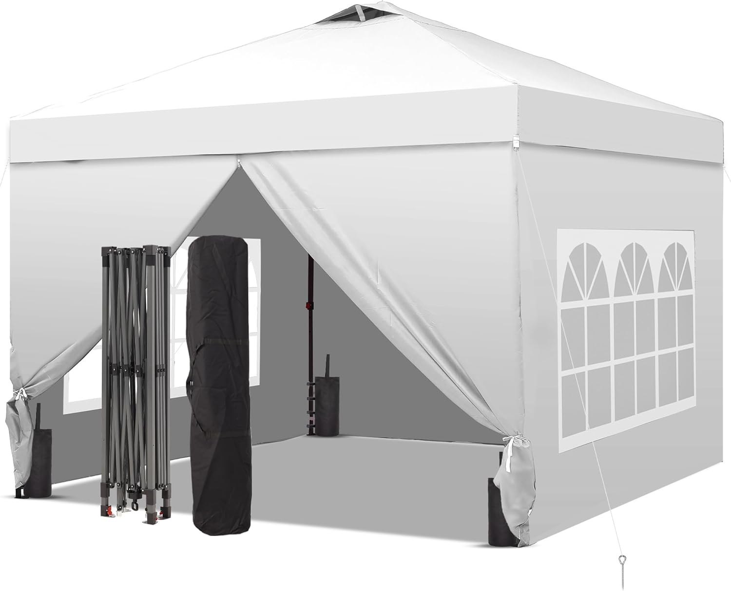 GDY 12x12 Pop Up Canopy Tent with 4 Sidewalls, Easy Set up with One Push Lift Gazebo wourant