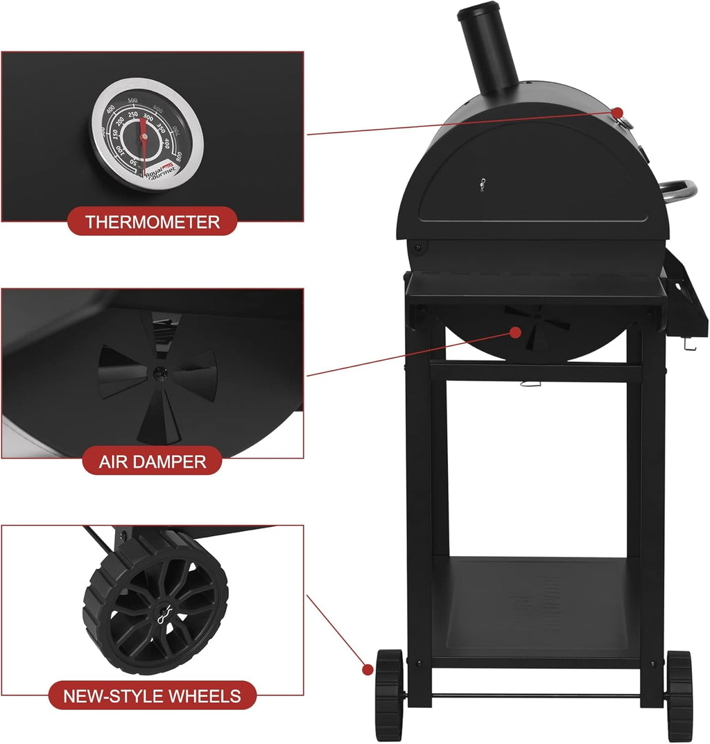 Royal Gourmet CC1830T 30-Inch Barrel Charcoal Grill with Warming Rack & Front Storage Basket, Outdoor BBQ Grill with 627 sq. in. Grilling Area for Backyard Barbecue Cooking Party, Black wourant