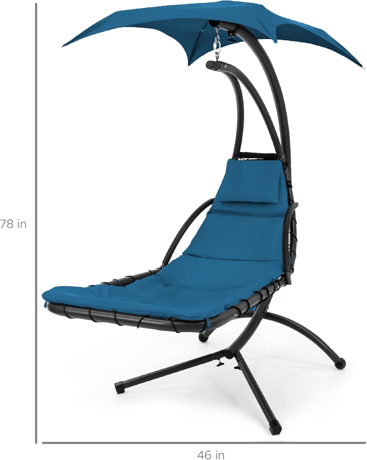 Best Choice Products Outdoor Hanging Curved Steel Chaise Lounge Chair Swing w/Built-in Pillow and Removable Canopy - Teal wourant
