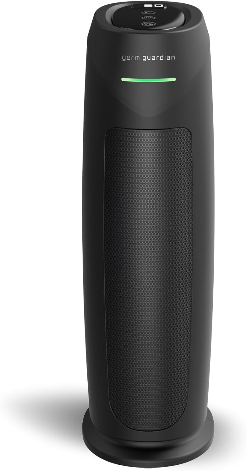GermGuardian Air Purifier for Home with HEPA Pure Filter, for Wildfire Smoke, Pet Dander, Pollen, Odors, Large Rooms Up To 743 Sq. Ft., Removes 99.97% Pollutants, UV-C Light, 22", AC4825E, Gray wourant