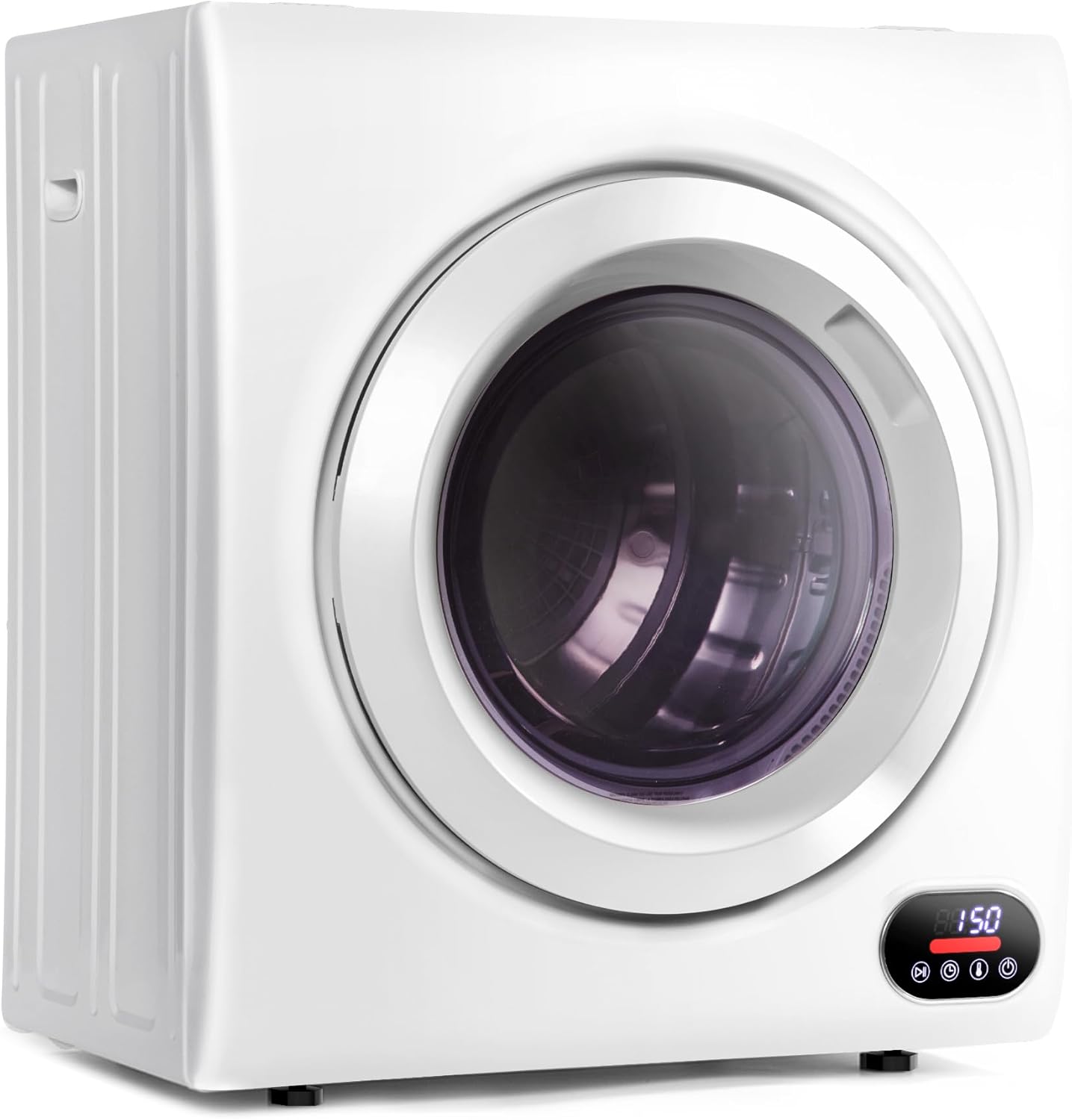 Compact Laundry Dryer, 3.5 cu ft Front Load Stainless Steel Clothes Dryers With Exhaust Pipe, 1500W, LCD Control Panel Four-Function Portable Dryer For Apartments, Home, Dorm, White wourant