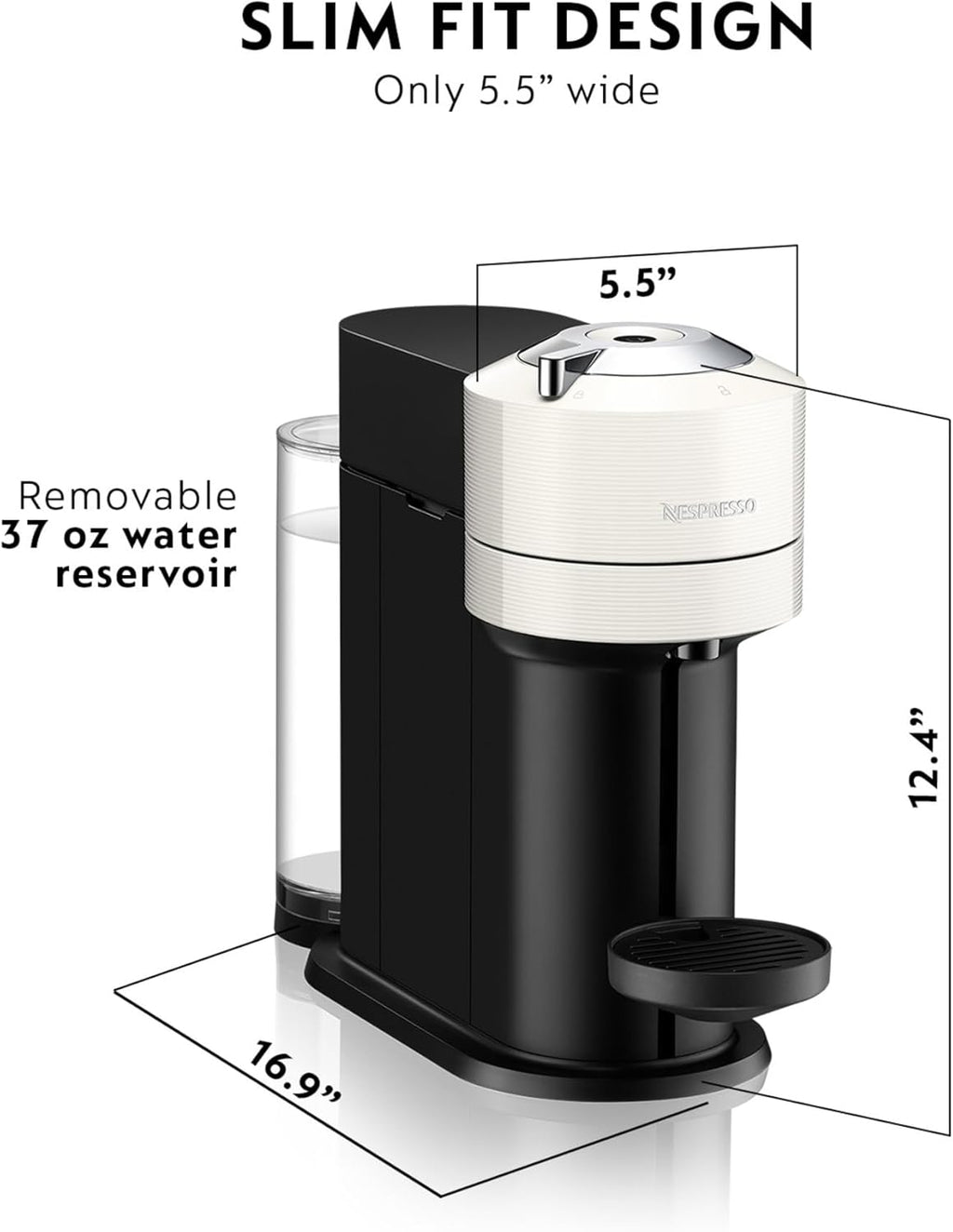 Nespresso Vertuo Next Coffee and Espresso Maker by De'Longhi, White wourant
