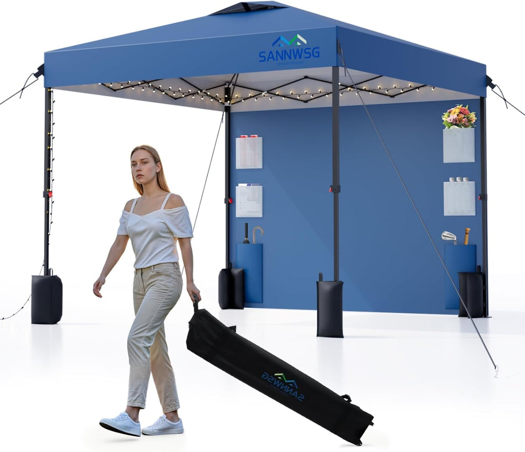 12X12 Pop Up Canopy Tent,Removable Pockets Sidewall for Extra Storage,Easy Up Canopy,Heavy Duty One Person Set Up Event Tent,Grey woonhhop
