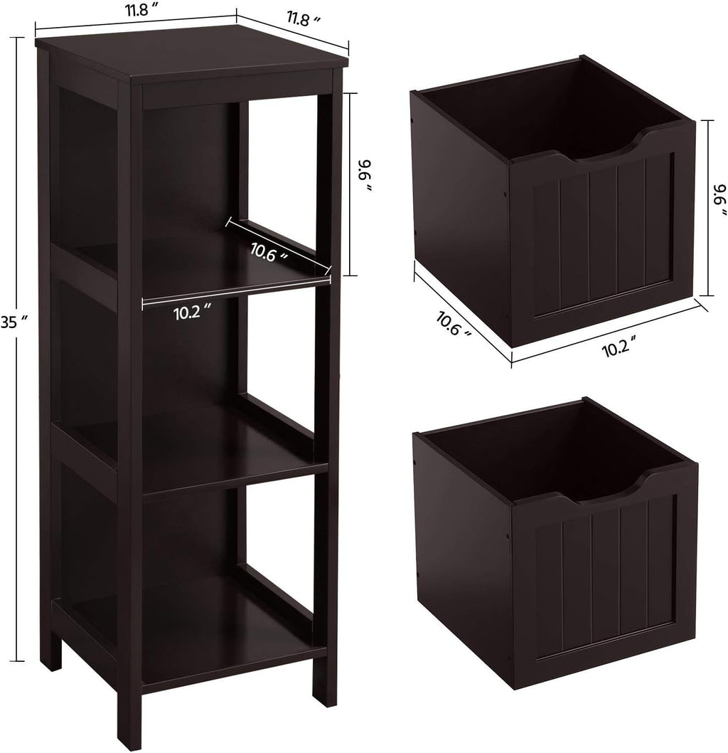 Yaheetech Bathroom Floor Cabinet, Wooden Storage Cabinet with 2 Drawers, Multifunctional Side Organizer Rack Stand Table, White wourant