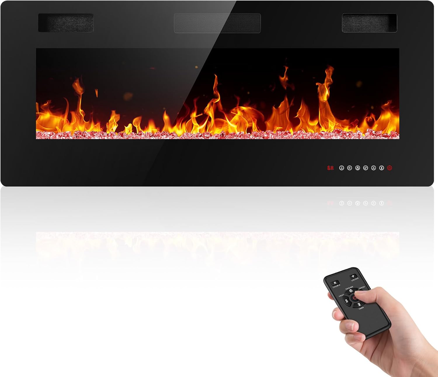 36 Inch Electric Fireplace Insert Ultra Thin Recessed Wall Mounted Fireplace Heater wourant