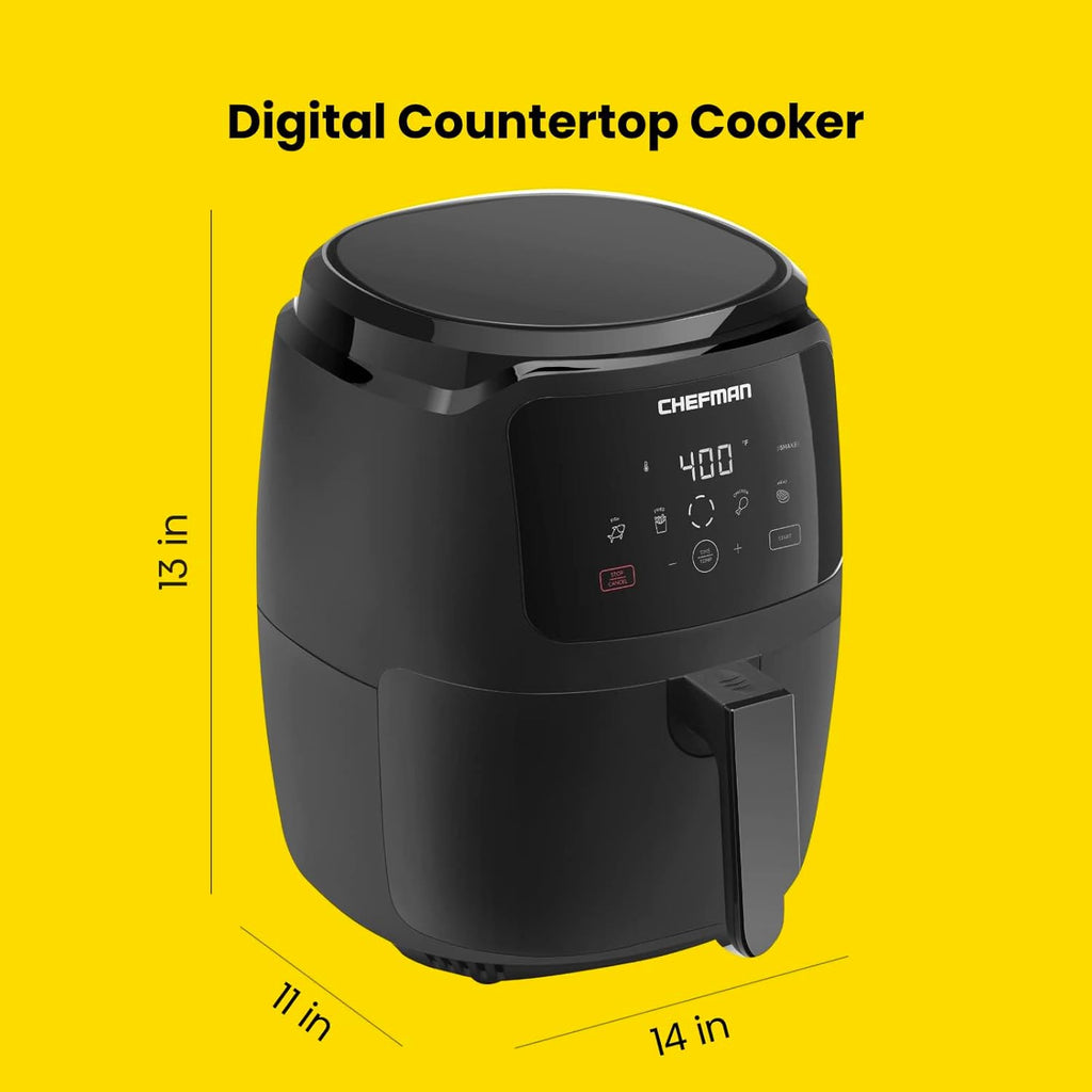 Chefman 6-Quart Double Basket Air Fryer with Easy View Window uses two separate 3-quart nonstick pans. wourant
