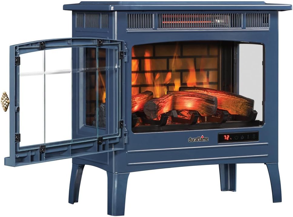 Freestanding Electric Fireplace Stove Heater with 3D Flame Effect for 1,000 Sq. Ft wourant