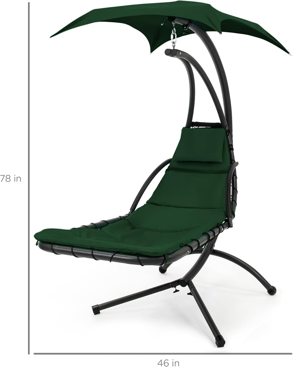 Best Choice Products Outdoor Hanging Curved Steel Chaise Lounge Chair Swing w/Built-in Pillow and Removable Canopy - Teal wourant