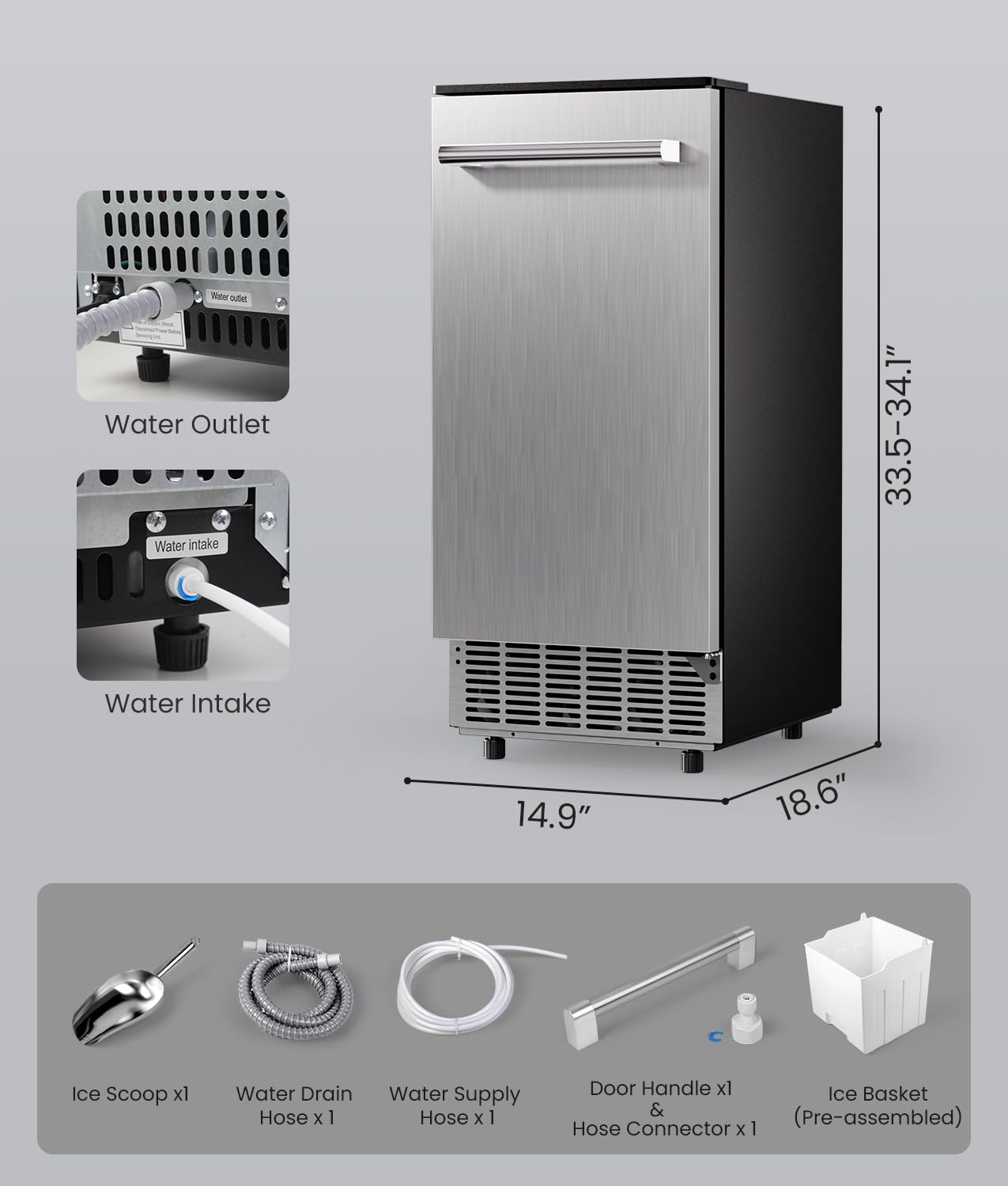 ecozy Portable Ice Maker Countertop, 9 Cubes Ready in 6 Mins, 26 lbs in 24 Hours, Self-Cleaning Machine wourant