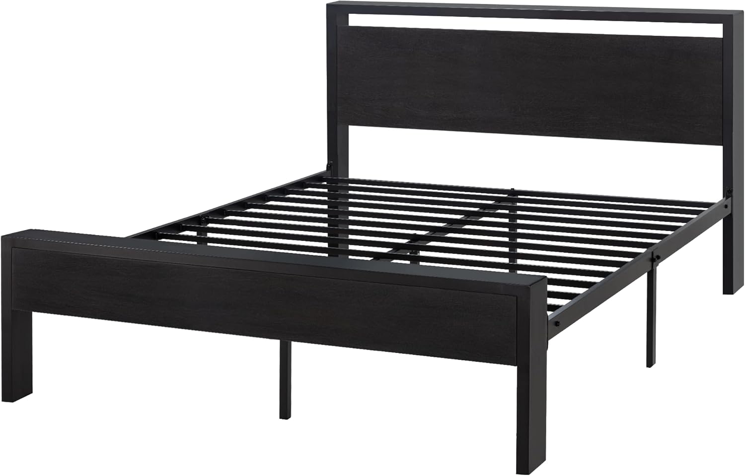 SHA CERLIN 14 Inch Full Size Metal Platform Bed Frame with Wooden Headboard and Footboard wourant