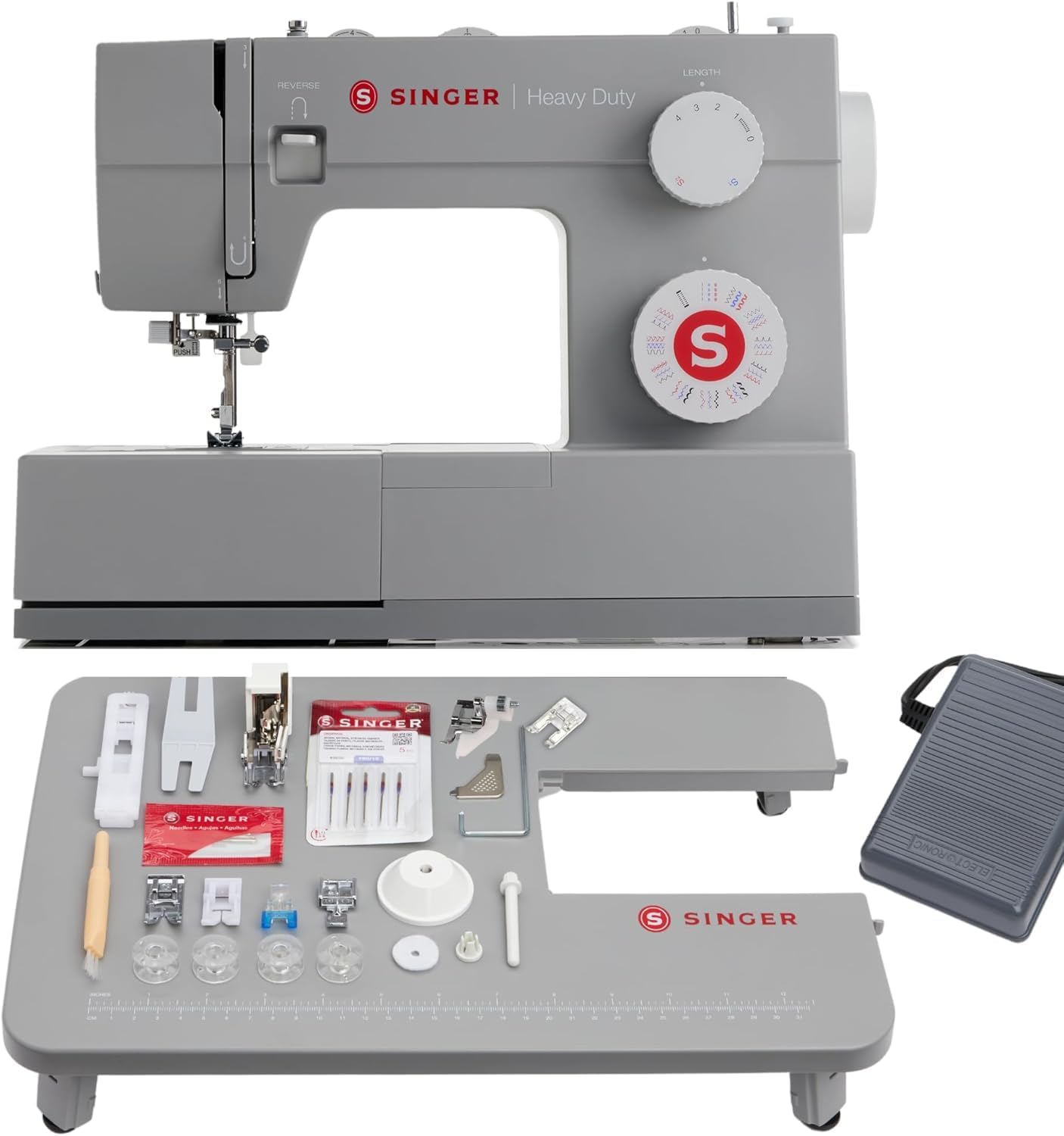 SINGER Heavy Duty Holiday Set - 4452 Heavy Duty Sewing Machine with Extension Table and 2 Presser Feet wourant