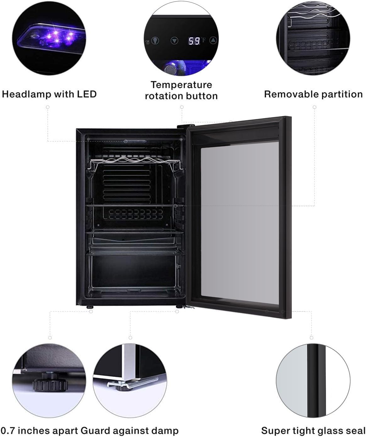 Antarctic Star 26 Bottle 130 Can Wine Cooler Cabinet Beverage Refrigerator Mini Wine Cellar wourant