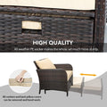 LEVELEVE Balcony Furniture 5 Piece Patio Conversation Set, PE Wicker Rattan Outdoor Lounge Chairs with Soft Cushions 2 Ottoman&Glass Table for Porch, Lawn-Brown Wicker wourant