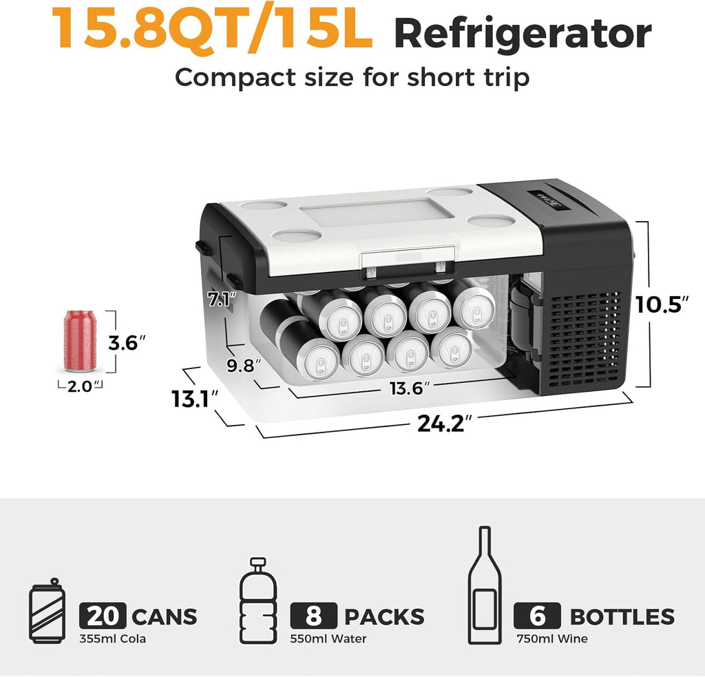 12V Refrigerator 21 Quart Portable Freezer 50 Hours Keep Cool,Electric Cooler for Vehicles Car Refrigerator 12V Portable Fridge for Car Camping Truck Van RV SUV Road Trip Travel RF20 wourant