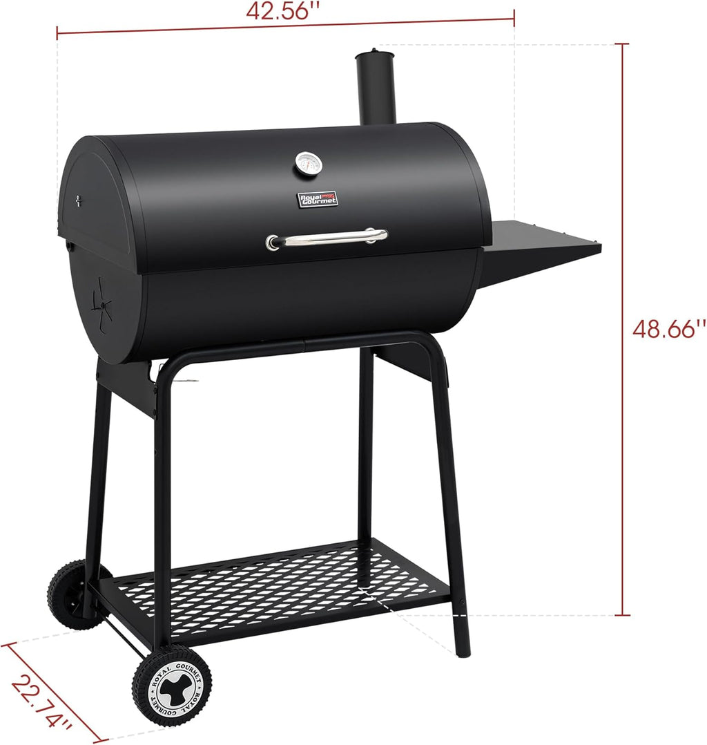 Royal Gourmet CC1830 30" Barrel Charcoal Grill with Heating Rack, Outdoor Grill, 627 Sqm wourant