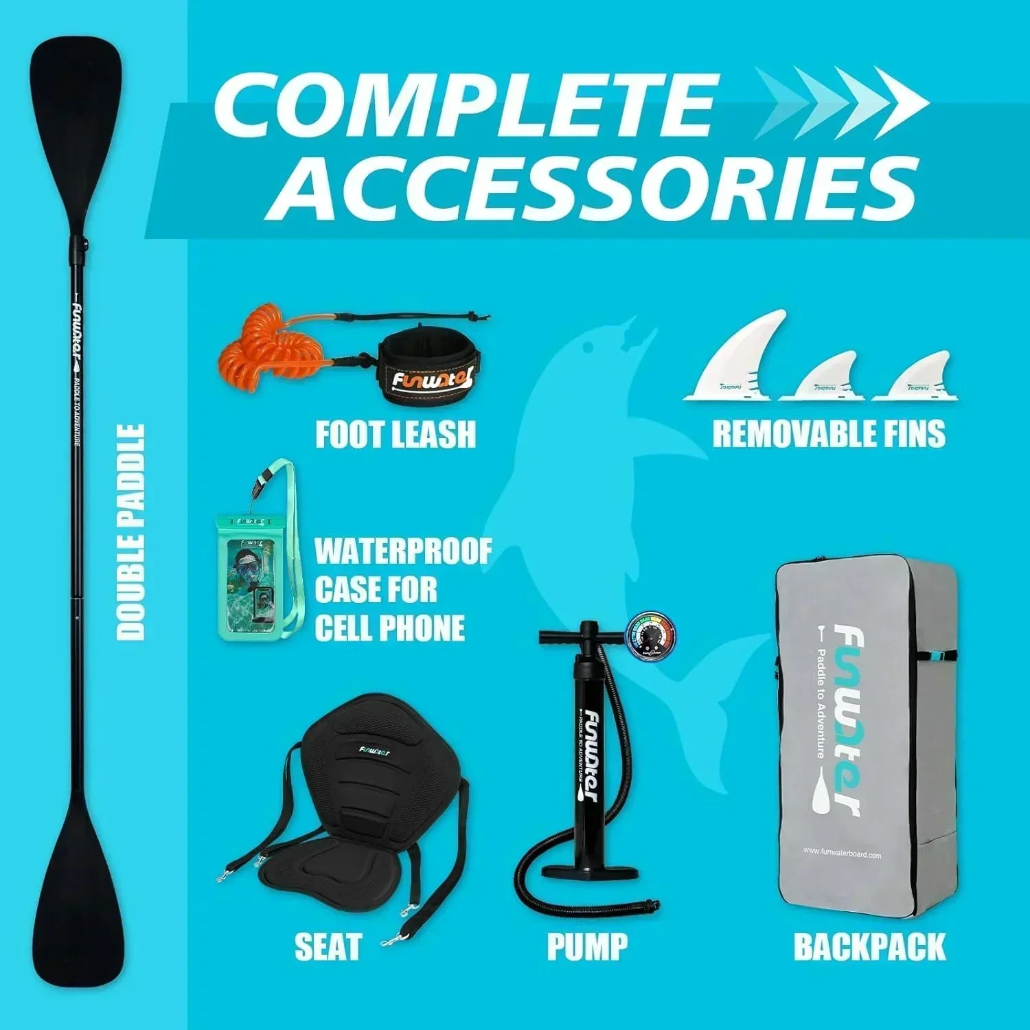 FunWater Inflatable Stand Up Paddle Board Premium SUP Paddle Accessories EVA Deck wourant