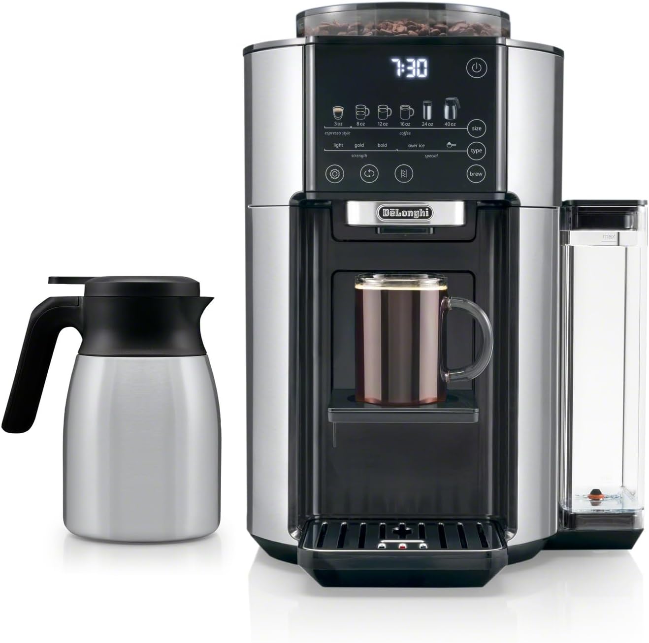 De'Longhi True Brew Drip Coffee Maker, Built in Grinder, Single Serve, 8 oz to 24 oz, Hot or Iced Coffee, Stainless, CAM51025MB woonhhop