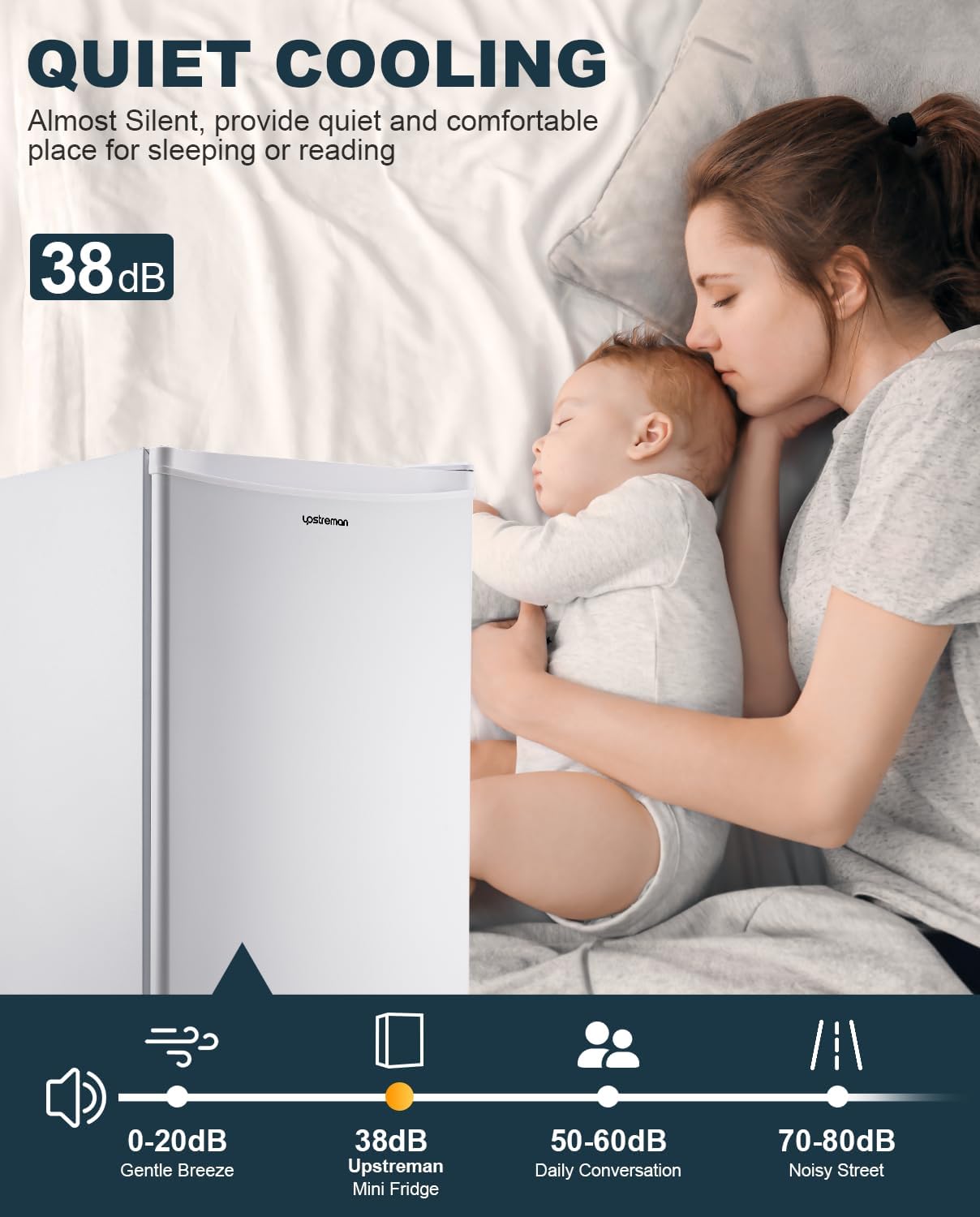 Upstreman 3.2 Cu.Ft Mini Fridge with Freezer, Single Door Mini Fridge, Dorm Fridge, Adjustable Thermostat, Mini Refrigerator for Bedroom, Office, Dorm, Black-BR321 wourant