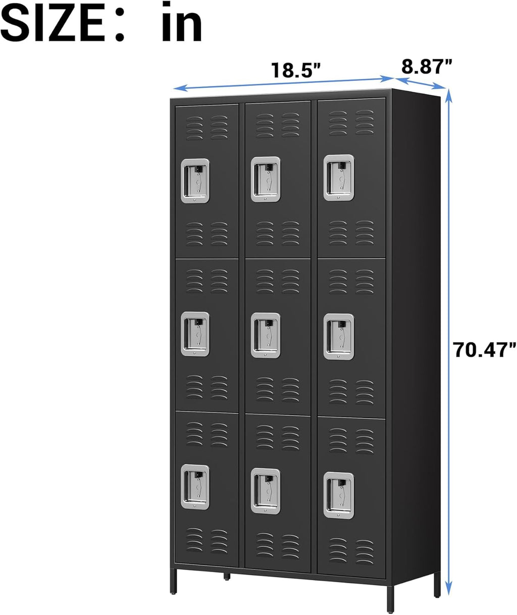 GAOMON Locker for Employees, 6 Doors Locker Cabinet with Hooks, Storage Locker for Home, Office, Gym, School, Assembly Required, Black wourant