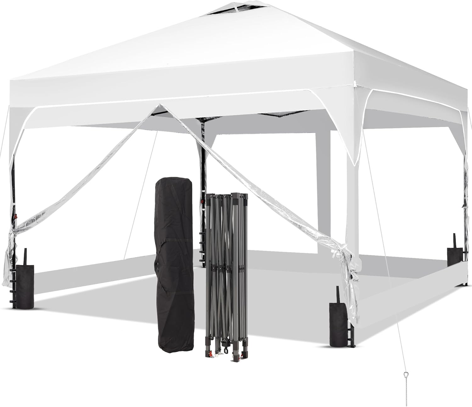 GDY 12x12 Pop Up Canopy Tent with 4 Sidewalls, Easy Set up with One Push Lift Gazebo wourant