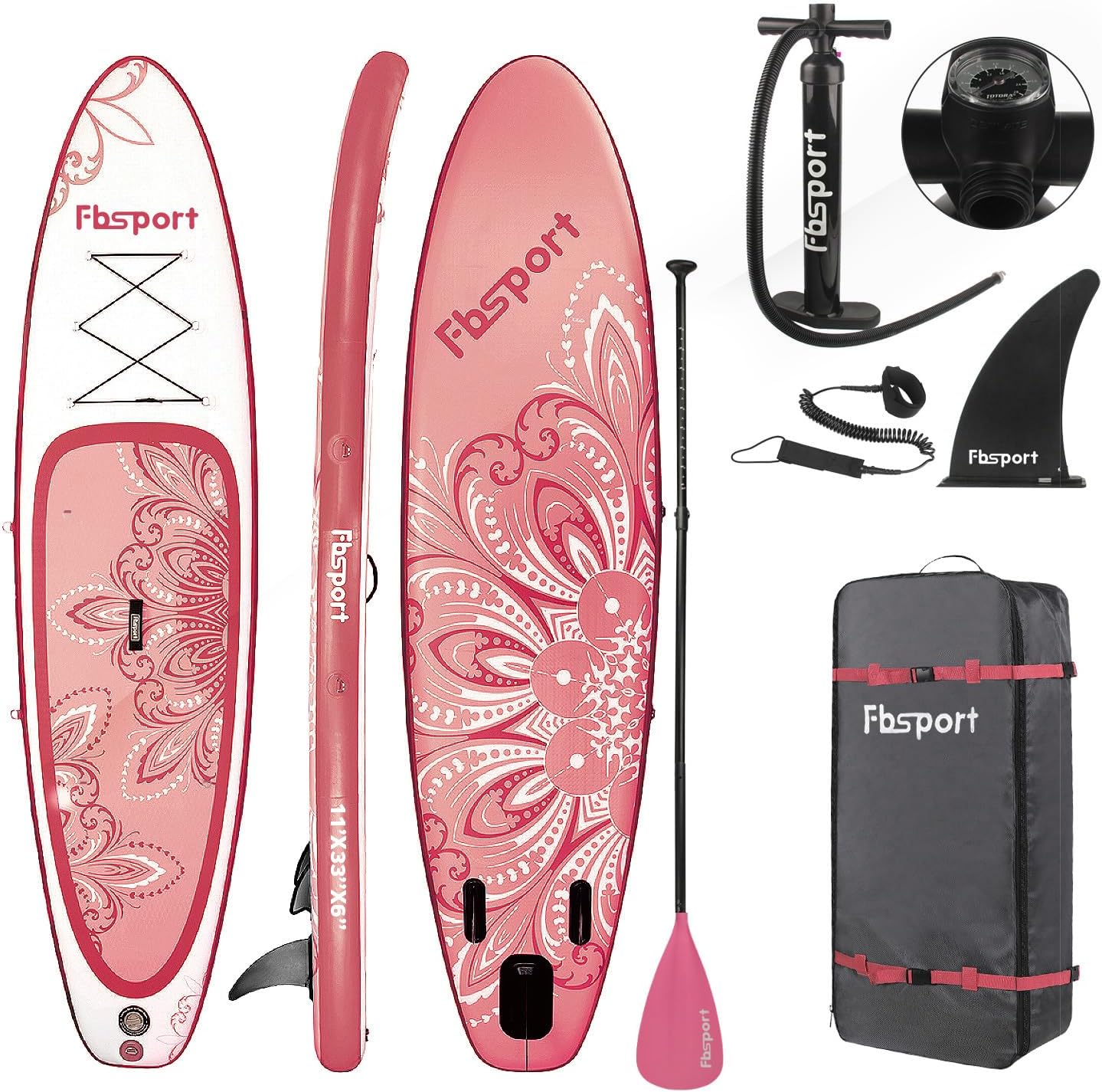 FBSPORT 11' Premium Stand Up Paddle Board Yoga Board with Durable SUP Accessories Carry Bag wourant