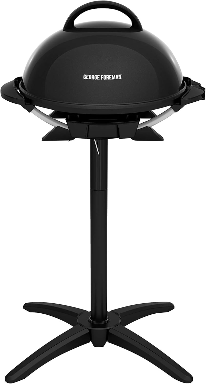 George Foreman Indoor/Outdoor Electric Patio Grill, Apartment Approved, 15-Serving, Removable Stand, Black woonhhop