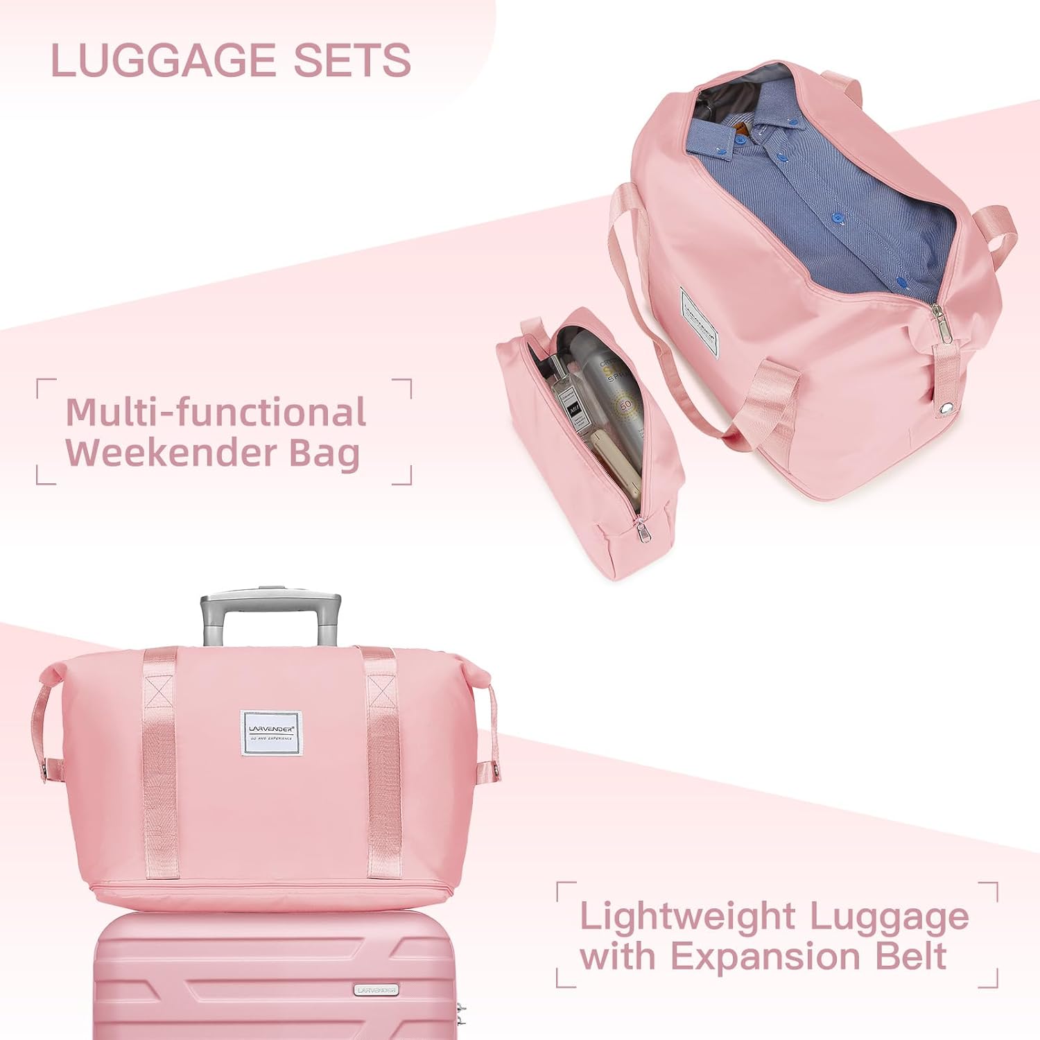 Luggage 6-piece hardshell expandable suitcase lightweight travel carry-on luggage set wourant