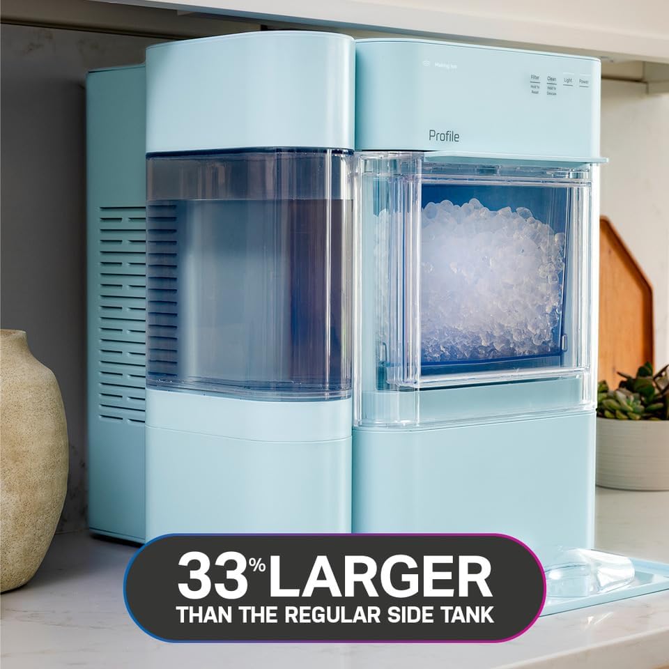 GE Profile Opal 2.0 XL with 1 Gallon Tank, Chewable Crunchable Countertop Nugget Ice Maker, Scoop included, 38 lbs in 24 hours, Pellet Ice Machine with WiFi & Smart Connected, Stainless Steel wourant