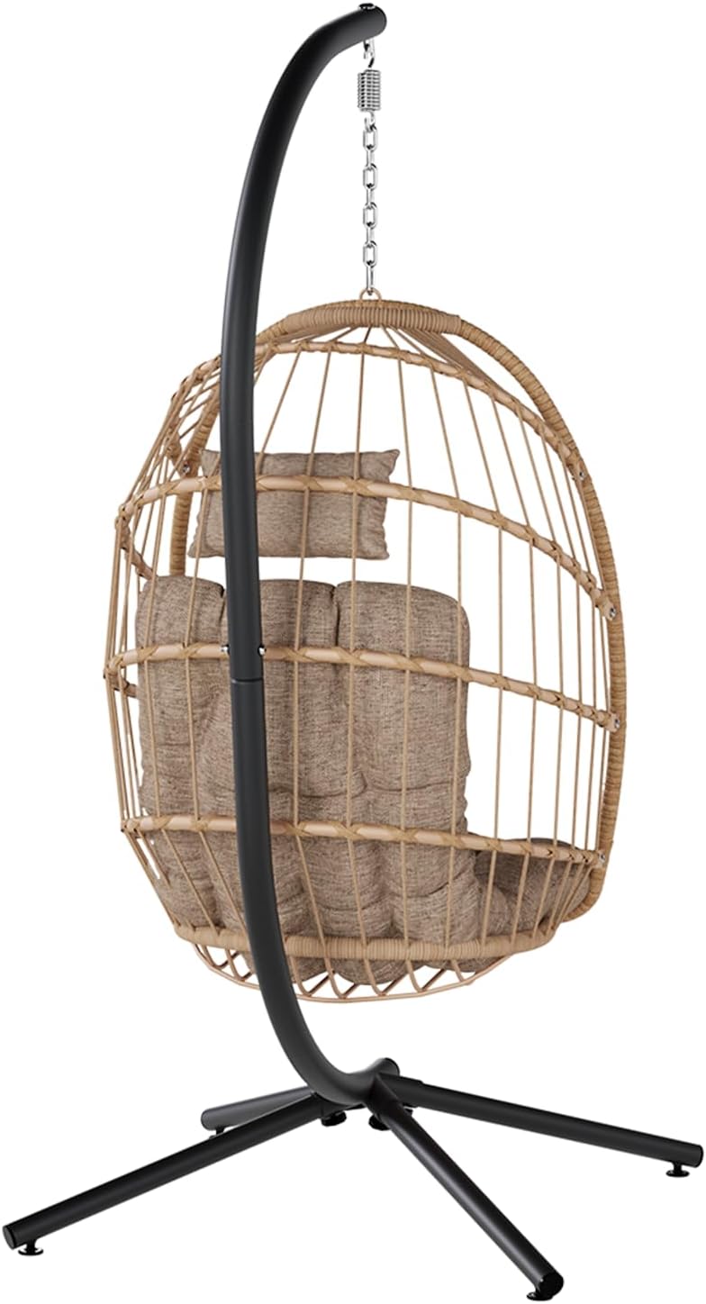 SWITTE Egg Chair Outdoor Indoor Wicker Hanging Egg Swing Chair 350lbs Capacity for Patio wourant