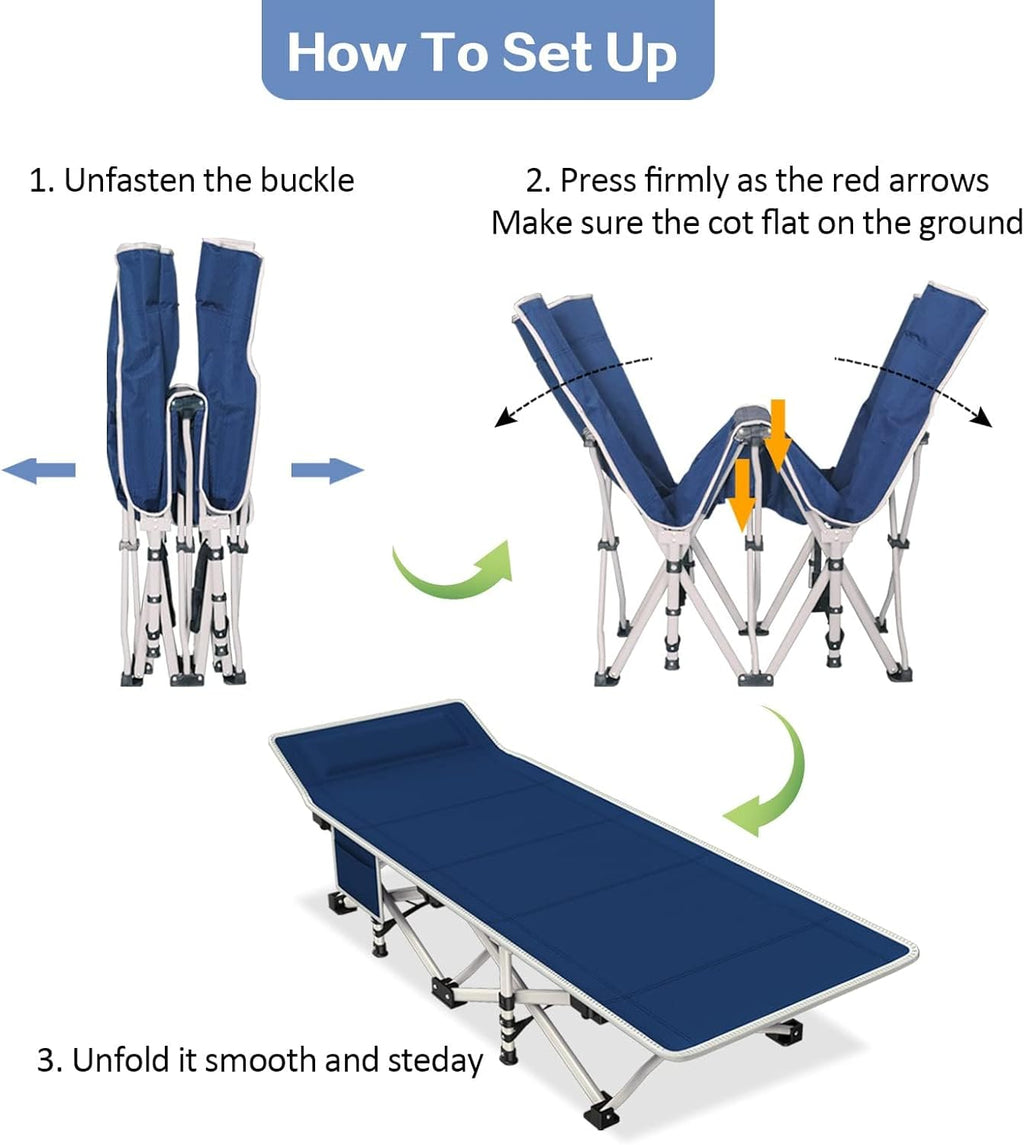 2 Pack Camping Cot with Mattress Comfortable Sleeping Cot Camping Cots for Adults 2 Person Folding Cot Heavy Duty Cots for Sleeping with Carry Bag Outdoor Indoor Home Vacation wourant